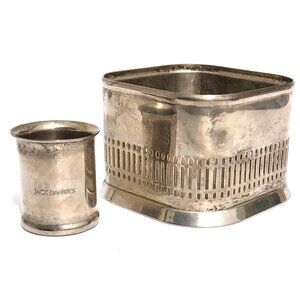 Towle Jack Daniel’s Whiskey Silverplate Shot Glass & Bottle Holder Lynchburg TN